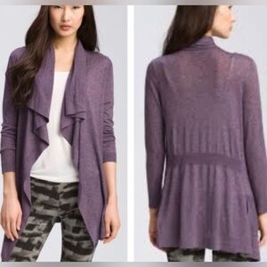 Theory Women's Maritza B. New Steady Drape Front Cardigan Medium Wool Purple
